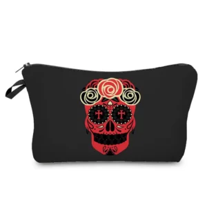 Trousse de Toilette Crâne Mexicain Rouge