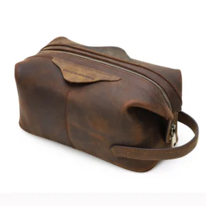 Trousse de Toilette Cuir Homme Luxe Marron