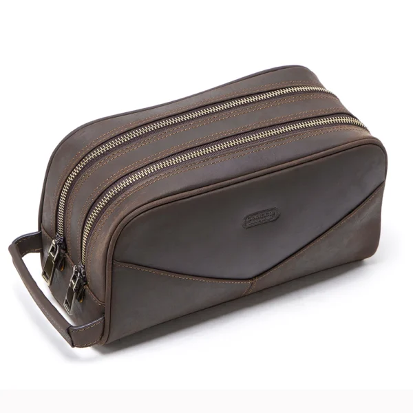 Trousse de Toilette Haut de Gamme Luxe Marron Foncé